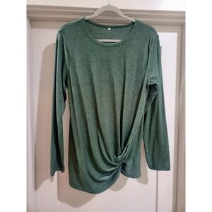 Women's Green long sleeve side twist top size medium